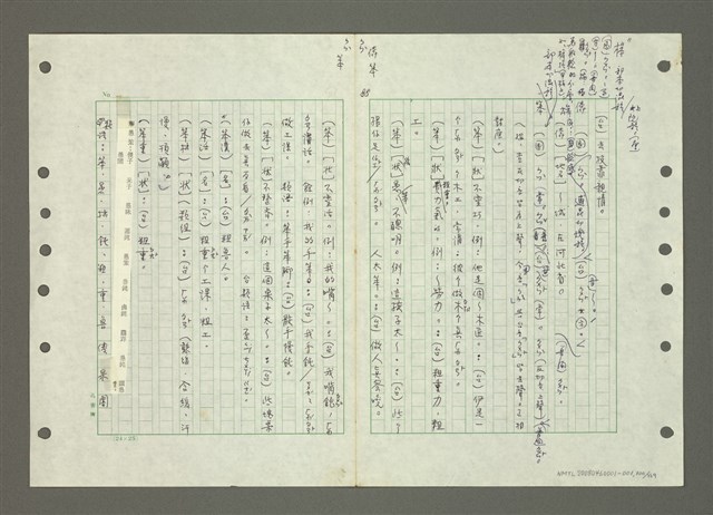 主要名稱：國台對照活用辭典印製手稿/副題名：ㄅㄚ~ㄅ一ㄢ圖檔，第100張，共175張