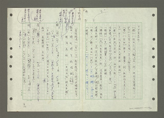 主要名稱：國台對照活用辭典印製手稿/副題名：ㄅㄚ~ㄅ一ㄢ圖檔，第107張，共175張