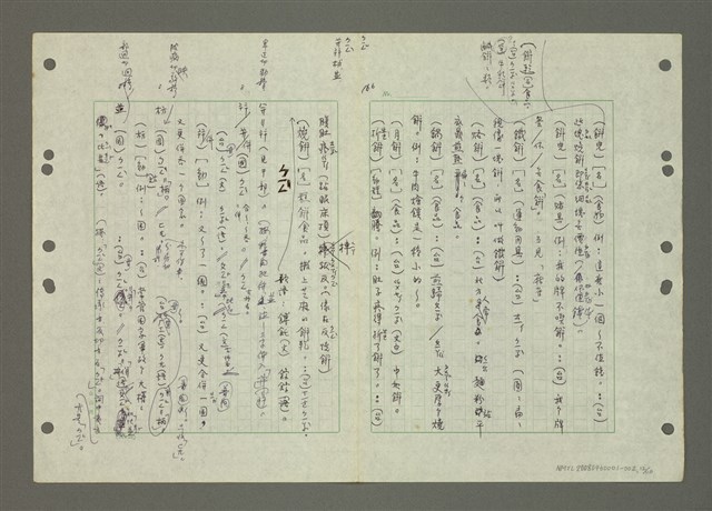 主要名稱：國台對照活用辭典印製手稿/副題名：ㄅ一ㄢˇ~ㄆㄥˊ圖檔，第13張，共117張