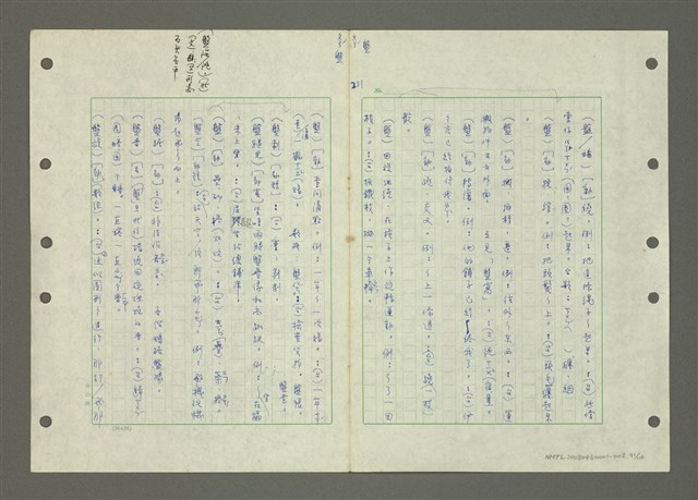 主要名稱：國台對照活用辭典印製手稿/副題名：ㄅ一ㄢˇ~ㄆㄥˊ圖檔，第93張，共117張