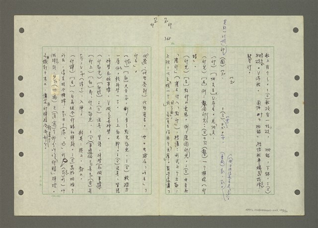 主要名稱：國台對照活用辭典印製手稿/副題名：ㄆ一ㄥˊ~ㄇㄡˇ圖檔，第124張，共141張