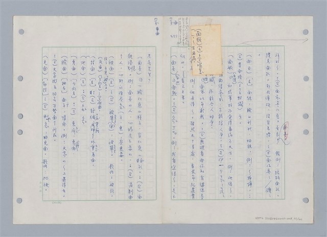 主要名稱：國台對照活用辭典印製手稿/副題名：ㄇㄢ~ㄇㄨˋ圖檔，第74張，共106張