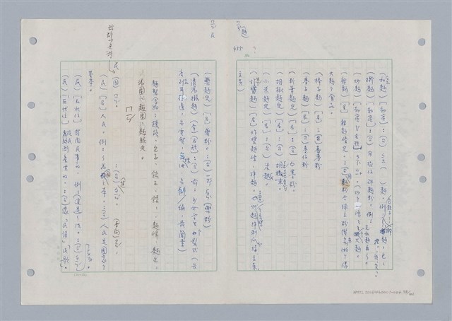 主要名稱：國台對照活用辭典印製手稿/副題名：ㄇㄢ~ㄇㄨˋ圖檔，第78張，共106張