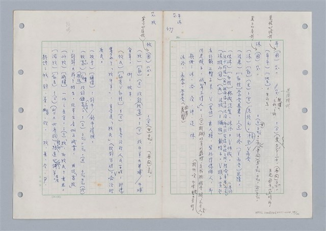主要名稱：國台對照活用辭典印製手稿/副題名：ㄇㄢ~ㄇㄨˋ圖檔，第100張，共106張