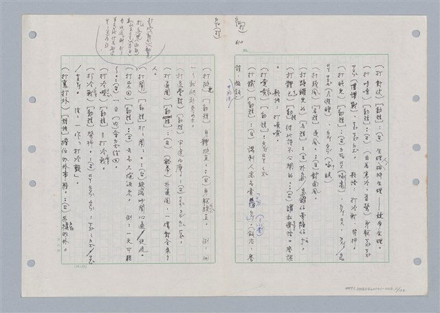 主要名稱：國台對照活用辭典印製手稿/副題名：ㄉㄚ~‧ㄉㄥ圖檔，第12張，共117張