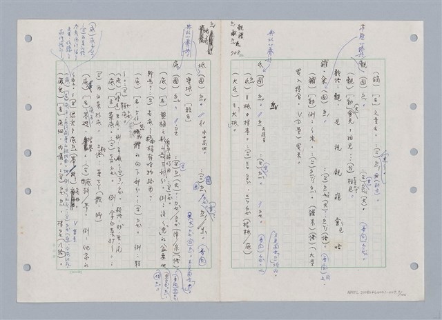 主要名稱：國台對照活用辭典印製手稿/副題名：ㄉ一~ㄉㄨㄥˋ圖檔，第7張，共102張