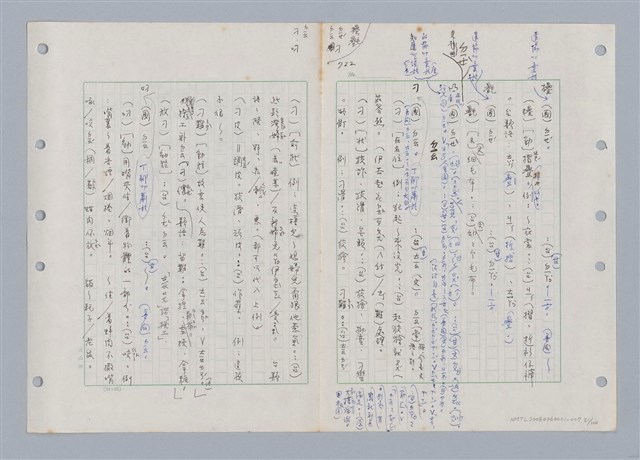 主要名稱：國台對照活用辭典印製手稿/副題名：ㄉ一~ㄉㄨㄥˋ圖檔，第21張，共102張