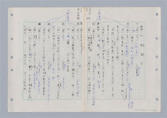 主要名稱：國台對照活用辭典印製手稿/副題名：ㄉ一~ㄉㄨㄥˋ圖檔，第22張，共102張
