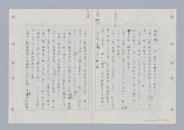 主要名稱：國台對照活用辭典印製手稿/副題名：ㄉ一~ㄉㄨㄥˋ圖檔，第46張，共102張