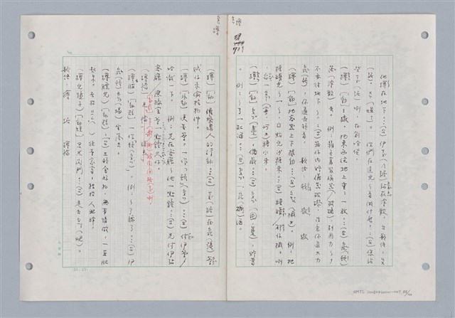 主要名稱：國台對照活用辭典印製手稿/副題名：ㄉ一~ㄉㄨㄥˋ圖檔，第88張，共102張