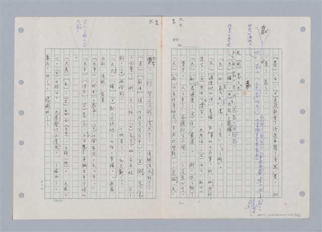 主要名稱：國台對照活用辭典印製手稿/副題名：ㄊㄚ~ㄊ一ˋ圖檔，第15張，共95張