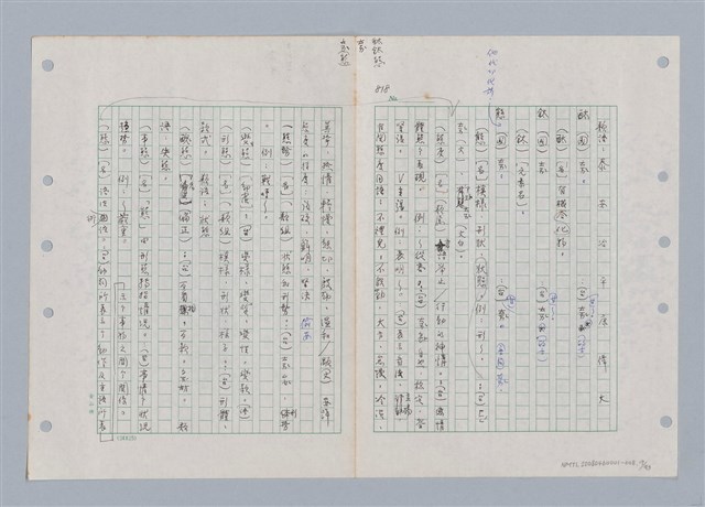 主要名稱：國台對照活用辭典印製手稿/副題名：ㄊㄚ~ㄊ一ˋ圖檔，第17張，共95張