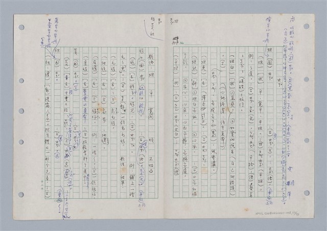 主要名稱：國台對照活用辭典印製手稿/副題名：ㄊㄚ~ㄊ一ˋ圖檔，第54張，共95張
