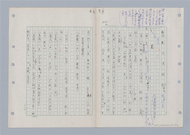 主要名稱：國台對照活用辭典印製手稿/副題名：ㄊㄚ~ㄊ一ˋ圖檔，第58張，共95張