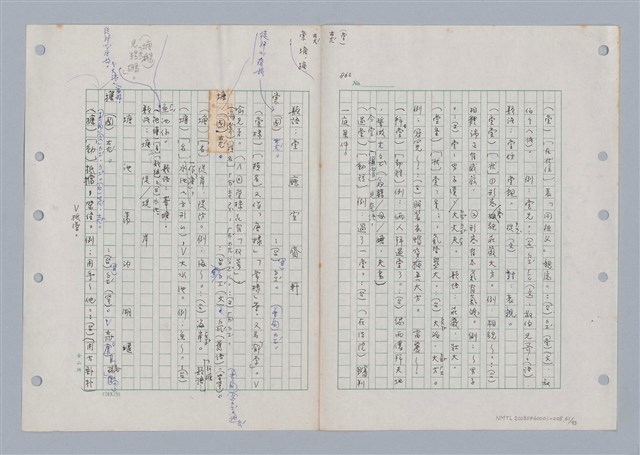 主要名稱：國台對照活用辭典印製手稿/副題名：ㄊㄚ~ㄊ一ˋ圖檔，第62張，共95張
