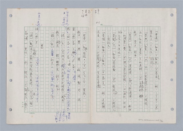 主要名稱：國台對照活用辭典印製手稿/副題名：ㄊㄚ~ㄊ一ˋ圖檔，第71張，共95張