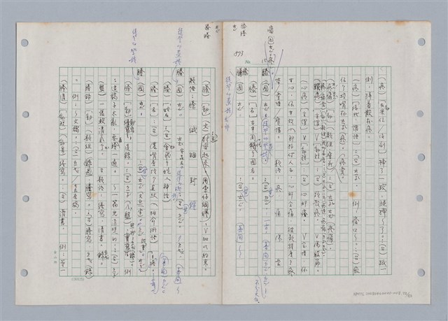 主要名稱：國台對照活用辭典印製手稿/副題名：ㄊㄚ~ㄊ一ˋ圖檔，第73張，共95張