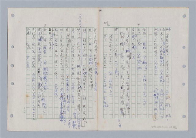 主要名稱：國台對照活用辭典印製手稿/副題名：ㄊㄚ~ㄊ一ˋ圖檔，第89張，共95張