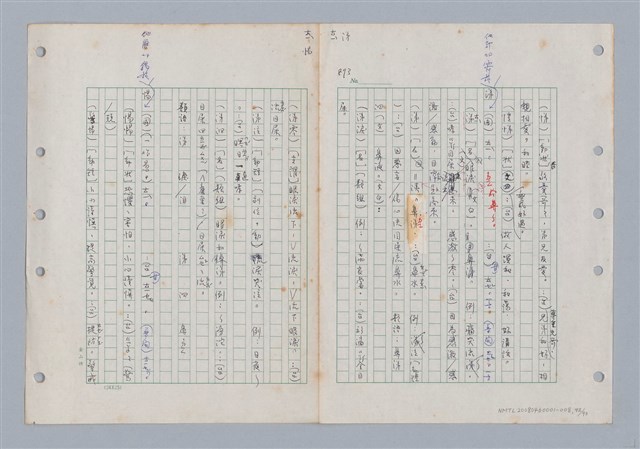主要名稱：國台對照活用辭典印製手稿/副題名：ㄊㄚ~ㄊ一ˋ圖檔，第93張，共95張