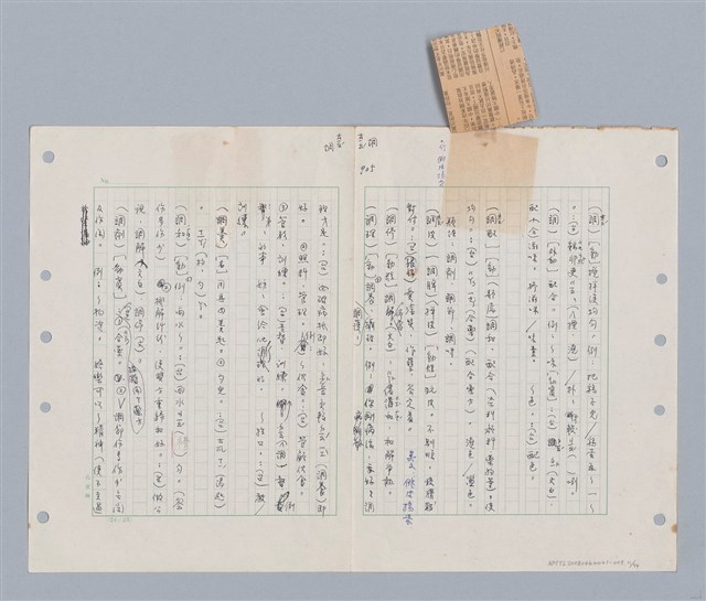 主要名稱：國台對照活用辭典印製手稿/副題名：ㄊ一ˋ~ㄊㄨㄥˋ圖檔，第13張，共105張