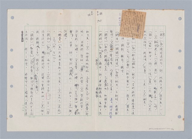 主要名稱：國台對照活用辭典印製手稿/副題名：ㄊ一ˋ~ㄊㄨㄥˋ圖檔，第14張，共105張