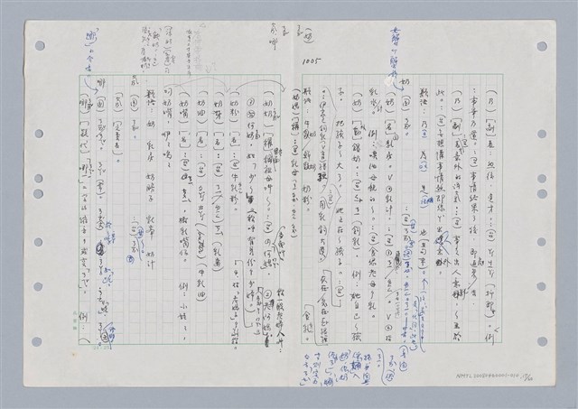 主要名稱：國台對照活用辭典印製手稿/副題名：ㄋㄚ~ㄋ一ˋ圖檔，第19張，共67張
