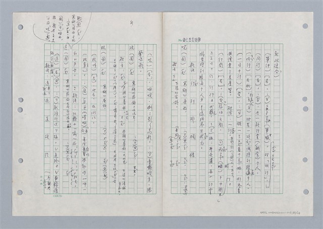 主要名稱：國台對照活用辭典印製手稿/副題名：ㄏㄚ~ ㄏㄨˋ圖檔，第89張，共119張
