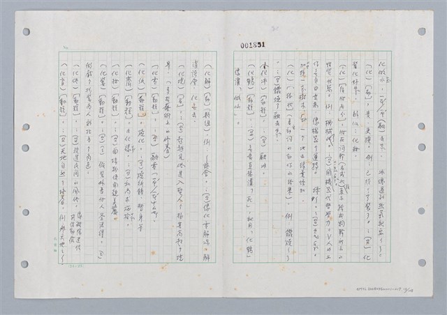 主要名稱：國台對照活用辭典印製手稿/副題名：ㄏㄨˋ~ㄏㄨㄥˋ圖檔，第15張，共112張