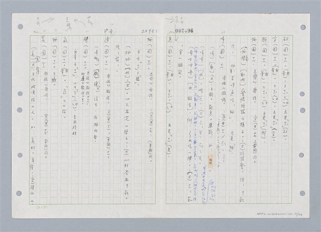 主要名稱：國台對照活用辭典印製手稿/副題名：ㄑㄩ~ㄒ一ㄡˋ圖檔，第52張，共160張