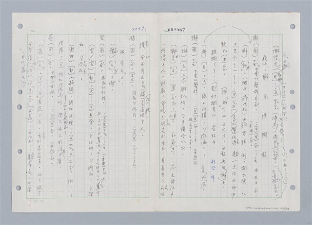 主要名稱：國台對照活用辭典印製手稿/副題名：ㄑㄩ~ㄒ一ㄡˋ圖檔，第124張，共160張