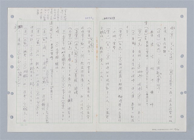 主要名稱：國台對照活用辭典印製手稿/副題名：ㄑㄩ~ㄒ一ㄡˋ圖檔，第130張，共160張