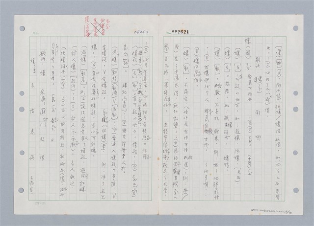 主要名稱：國台對照活用辭典印製手稿/副題名：ㄒ一ㄡˋ~ㄒ一ㄤˋ圖檔，第19張，共79張