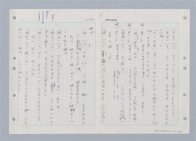 主要名稱：國台對照活用辭典印製手稿/副題名：ㄒ一ㄡˋ~ㄒ一ㄤˋ圖檔，第22張，共79張