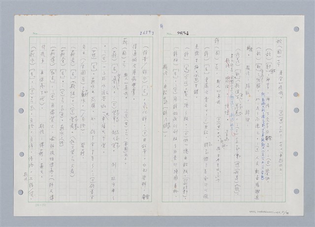 主要名稱：國台對照活用辭典印製手稿/副題名：ㄒ一ㄡˋ~ㄒ一ㄤˋ圖檔，第52張，共79張