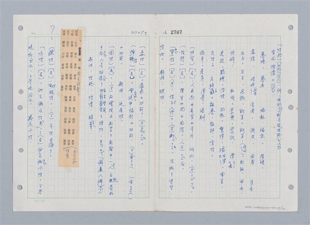 主要名稱：國台對照活用辭典印製手稿/副題名：ㄒ一ㄤˋ~ㄒㄩㄥˋ圖檔，第27張，共101張