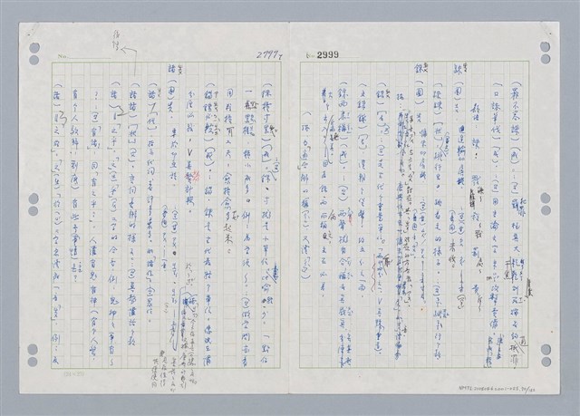 主要名稱：國台對照活用辭典印製手稿/副題名：ㄓㄢˇ~ㄓㄨㄟˋ圖檔，第71張，共123張