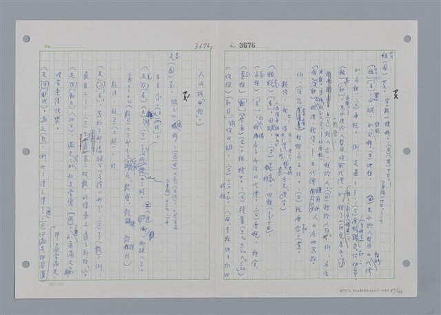 主要名稱：國台對照活用辭典印製手稿/副題名：ㄖㄨㄥˊ~ㄗㄨㄥˇ圖檔，第87張，共133張