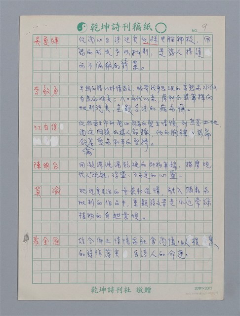 主要名稱：笠詩人小評/劃一題名：笠下的一群；笠詩人作品選讀圖檔，第10張，共17張