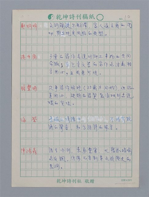 主要名稱：笠詩人小評/劃一題名：笠下的一群；笠詩人作品選讀圖檔，第11張，共17張