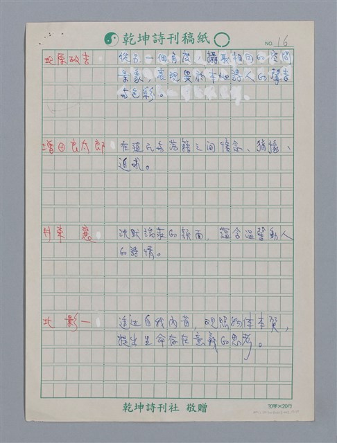 主要名稱：笠詩人小評/劃一題名：笠下的一群；笠詩人作品選讀圖檔，第17張，共17張