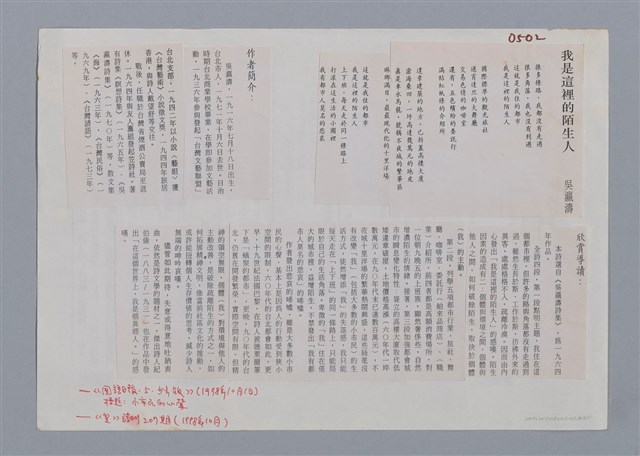 主要名稱：我是這裡的陌生人 吳瀛濤/劃一題名：笠下的一群；笠詩人作品選讀圖檔，第4張，共4張