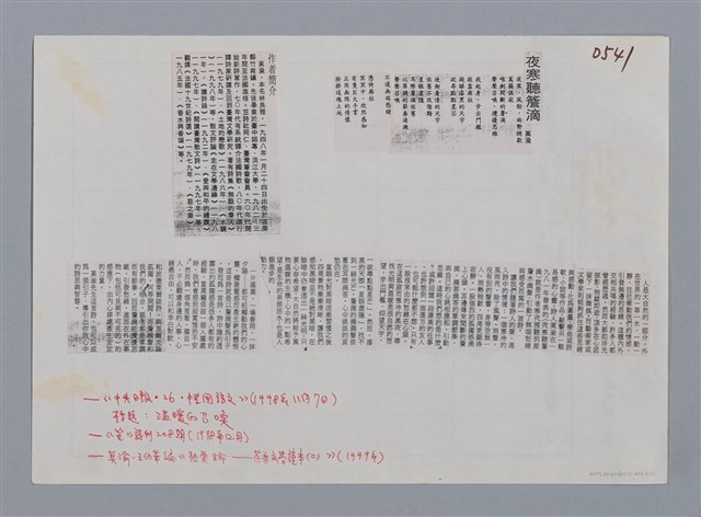 主要名稱：夜寒聽簷滴 莫渝/劃一題名：笠下的一群；笠詩人作品選讀圖檔，第2張，共2張