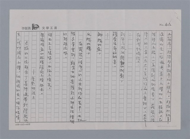 主要名稱：在孤寂的夾縫發出的聲音（影本）/劃一題名：《羅浪詩文集》編輯資料圖檔，第3張，共4張