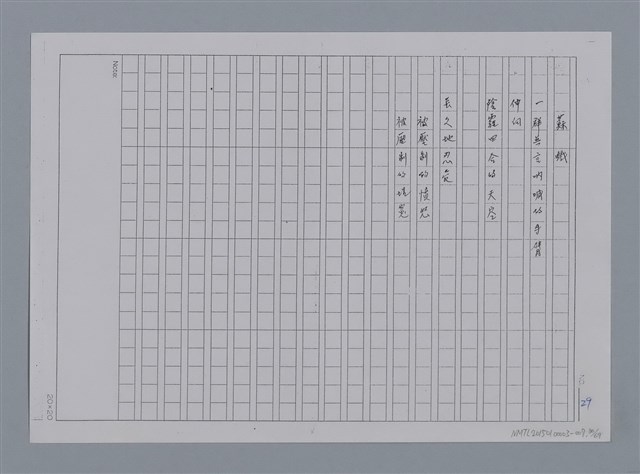 主要名稱：卷1 羅浪中文詩集（影本）/劃一題名：《羅浪詩文集》編輯資料圖檔，第30張，共72張