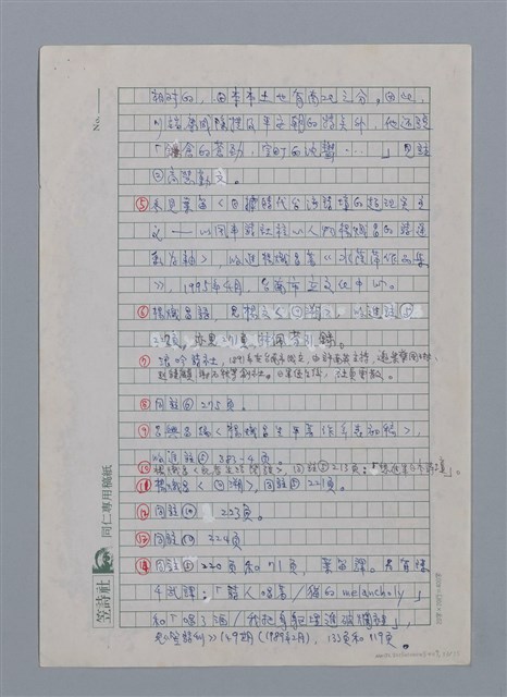 主要名稱：蝴蝶與秋天/副題名：水蔭萍新詩初探/劃一題名：台灣新詩筆記圖檔，第34張，共50張