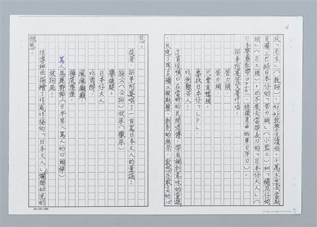 主要名稱：金瓜石三十年代軼事 招弟阿婆唱童謠 （影本）圖檔，第4張，共6張