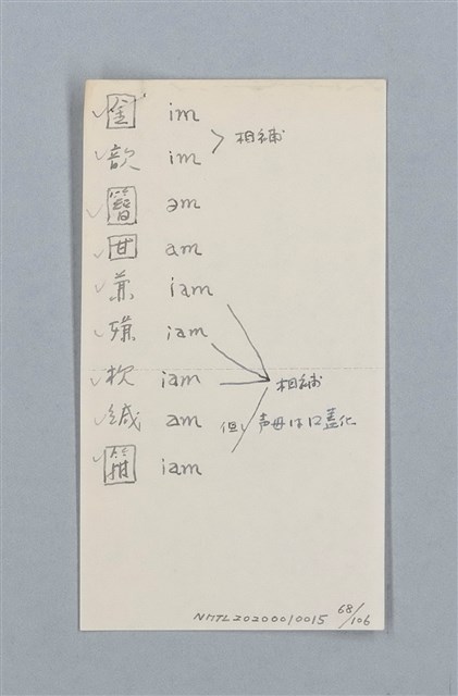 主要名稱：《古今韻會舉要》研讀筆記圖檔，第68張，共107張