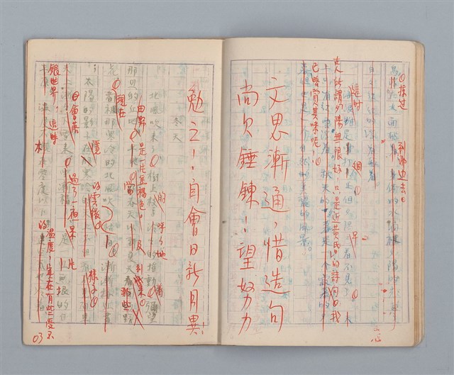 主要名稱：省立高雄女子中學作文簿：初中部二年級（「我的家庭」等）圖檔，第12張，共27張