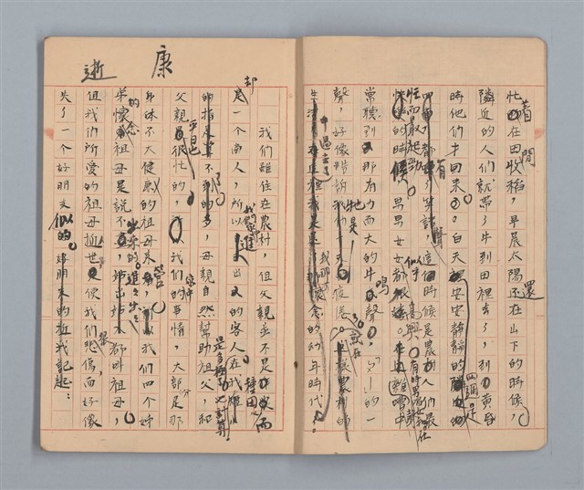 主要名稱：省立高雄女子中學作文簿：初中部二年級下學期（「我的幼年」等）圖檔，第4張，共21張