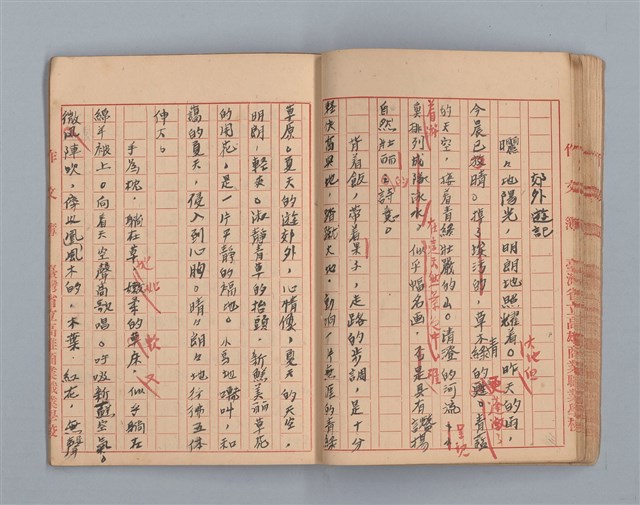 主要名稱：省立高雄商業職業學校作文簿：高級科一年級下學期（「憶除夕」等）圖檔，第35張，共54張